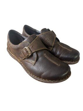 Born  Gilda Brown Leather Monk Strap Shoes Size 8.5 With Buckle Details